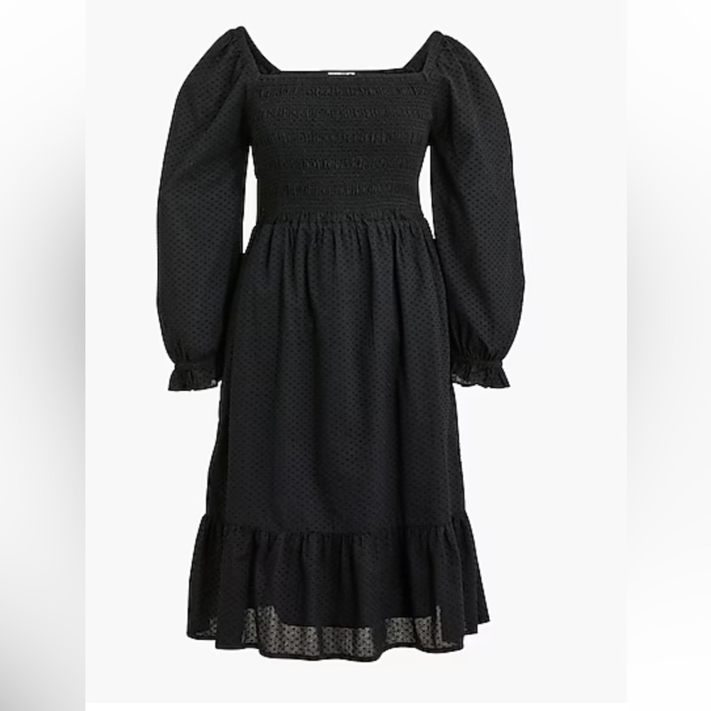 NWT JCrew Smocked Clip-Dot Puff-Sleeve Dress